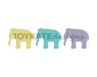 Light Fill Elephant Trio Embroidery Design