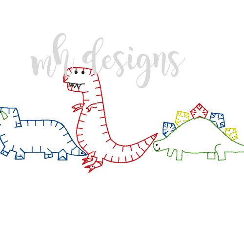 Dinosaur Trex Machine Embroidery Design Etsy