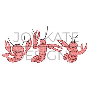 Crawfish Trio Sketch Embroidery Design