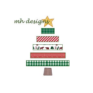 Raggy stitch Christmas tree applique embroidery design, Vintage stitch Christmas tree, Christmas tree embroidery file, Christmas design