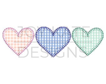 Heart Trio Blanket Stitch Applique Design