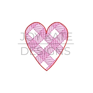 Mini Gingham Heart Sketch Embroidery Design