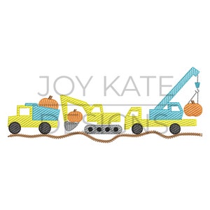 Pumpkin Construction Trio Sketch Embroidery Design