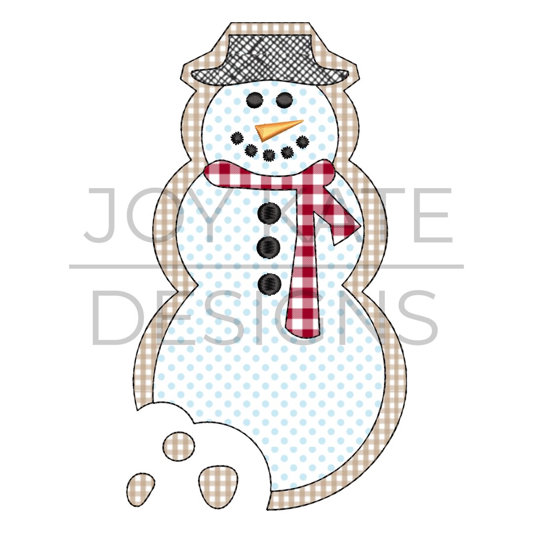 Snowman Cookie Bean Stitch Applique Design - Etsy