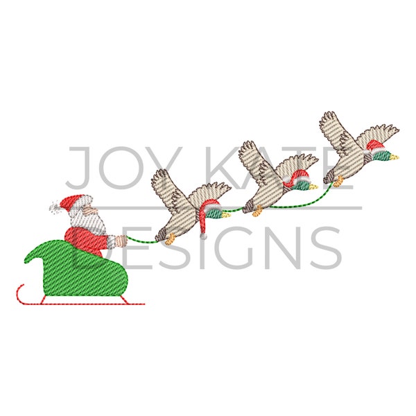 Santa Sleigh with Ducks Sketch Embroidery Design