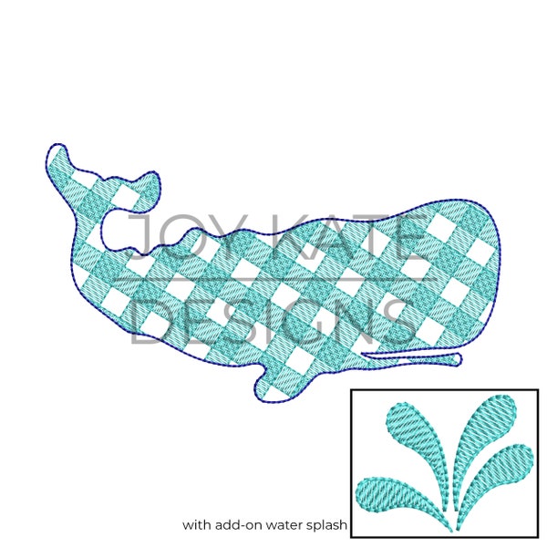 Gingham Whale Sketch Embroidery Design