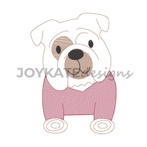 Vintage stitch bulldog embroidery design, 4x4 and 5x7, Bulldog embroidery file, Light fill bulldog, Bulldog mascot, Bean stitch bulldog