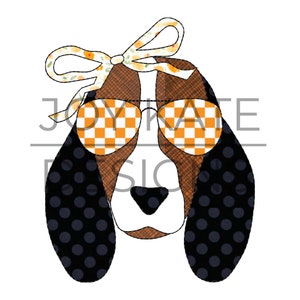 Girl Hound Dog with Sunglasses Bean Stitch Applique Design