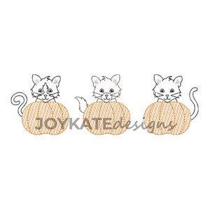 Vintage Kittens in Pumpkins Embroidery Design