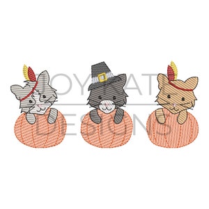 Thanksgiving Kätzchen Trio Skizze Stickdatei