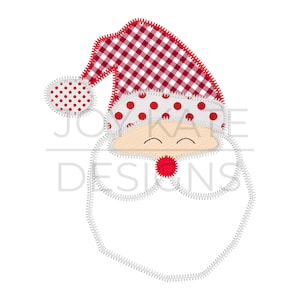 Traditional Santa Face Zigzag Applique Design