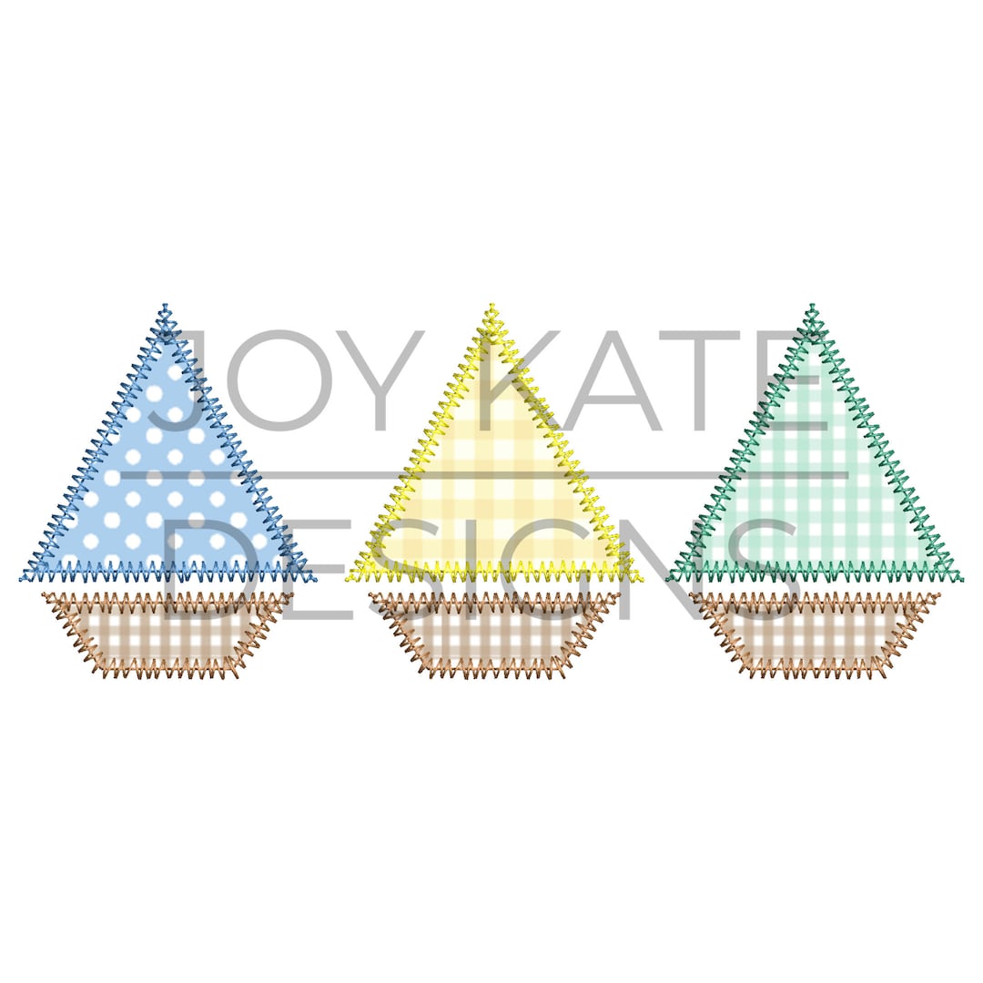 Sailboat Zigzag Trio Applique Design Etsy