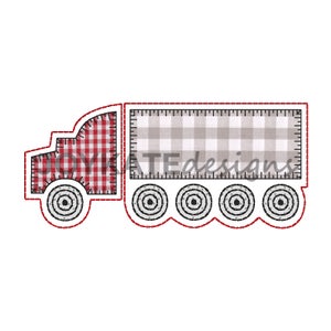 Semi-Truck Blanket Stitch Applique Embroidery Design, Semi Truck Applique for Machine Embroidery. Eighteen-Wheeler Big Rig Truck.