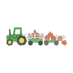 Pumpkin Farm Tractor Embroidery Design