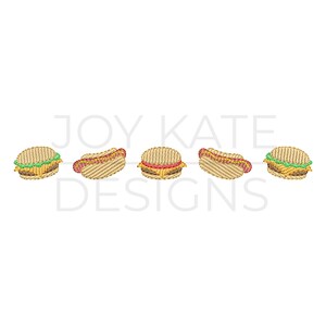 Hamburger and Hot Dog Sketch Embroidery Design