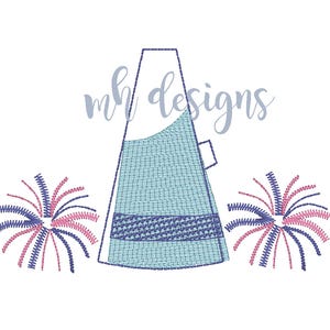 Cheerleader embroidery design (4 sizes), Vintage stitch sketch embroidery, Cheer embroidery file, Bean stitch, Megaphone and Pom Poms