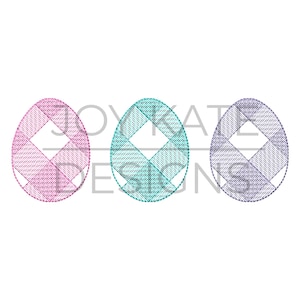Gingham Easter Egg Trio Sketch Embroidery Design
