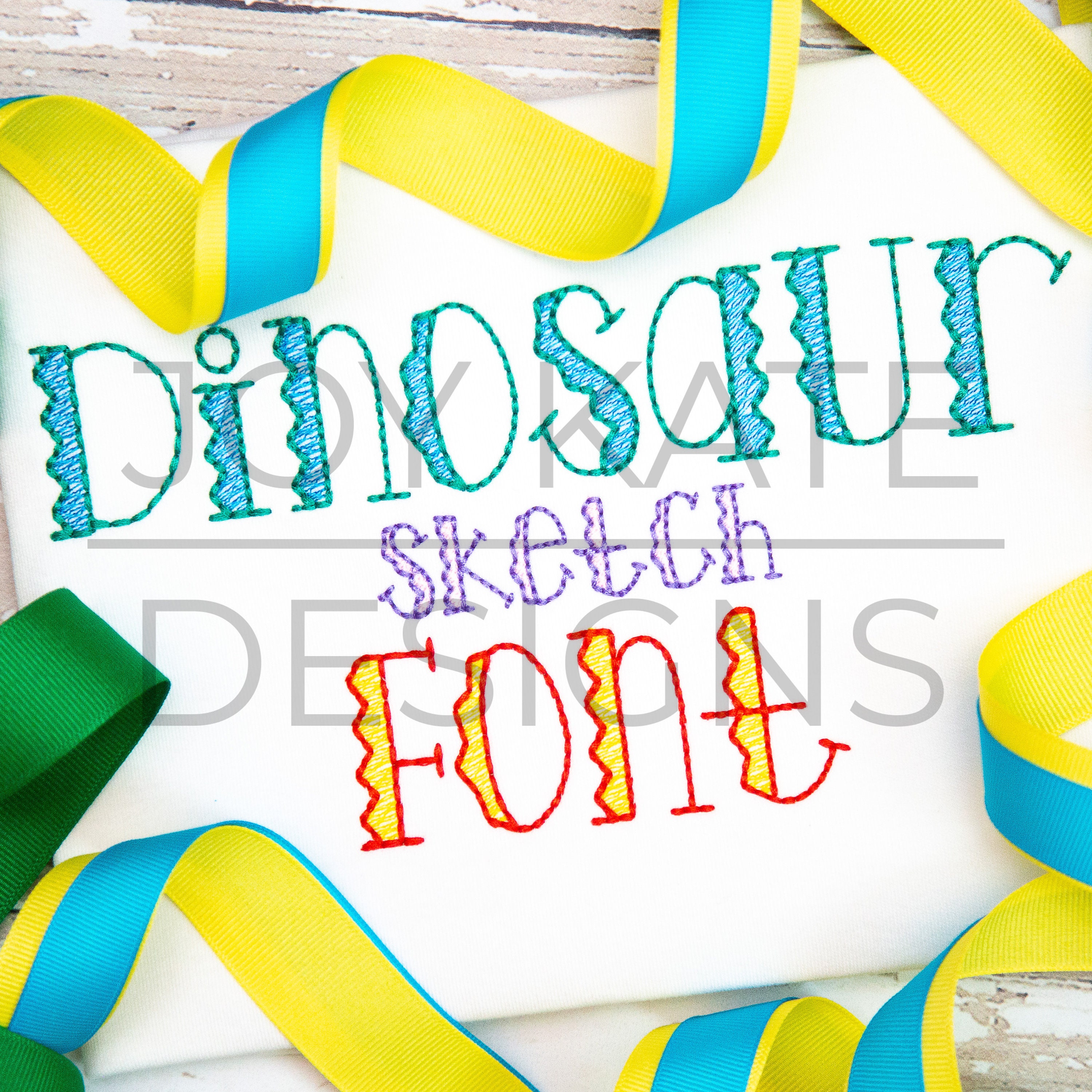 Sketch Dinosaur Bean Stitch Embroidery Font - Etsy
