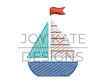 Barca a vela mini schizzo ricamo design