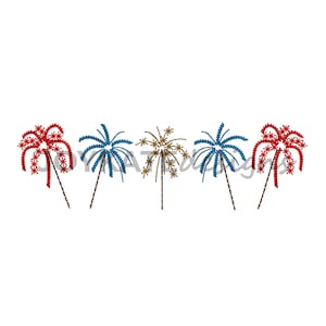 Sparklers Vintage Embroidery Design. Two ways to stitch! Vintage Bean Stitch Sparklers or Plain Fireworks for Machine Embroidery.