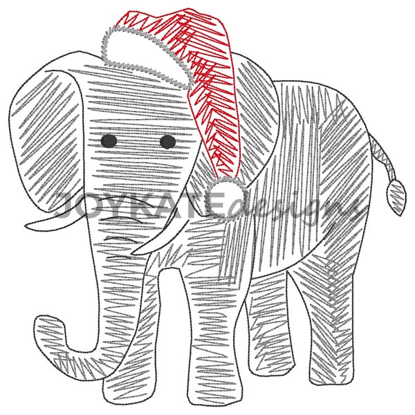 Motif de broderie Noël éléphant Scribble point