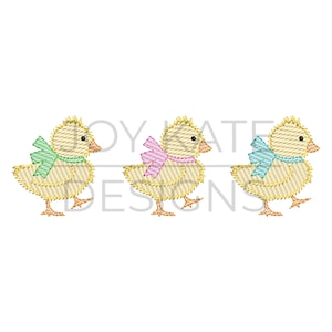 Motif de broderie de croquis de trois poussins