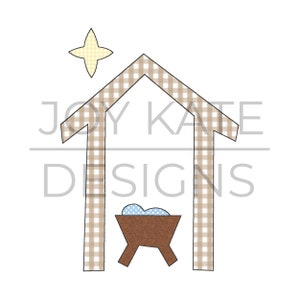 Raggy bean stitch Christmas nativity applique&#39; design, Manger scene embroidery design, Baby Jesus embroidery file, Christmas applique