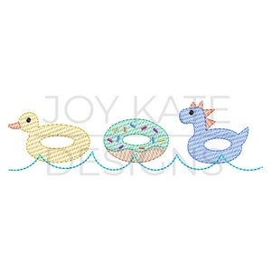 Boy Swim Floatie Trio Sketch Embroidery Design