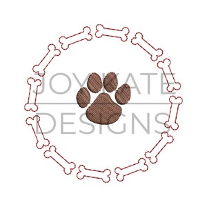 Paw Print Ornament with Bones Embroidery Design