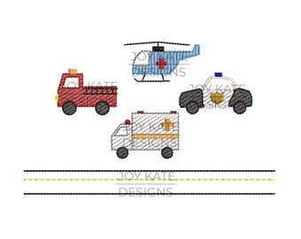 Costruire il vostro proprio disegno di ricamo Set veicoli di emergenza