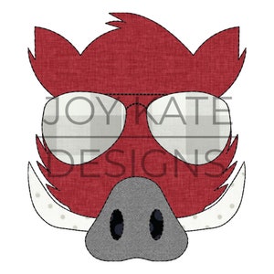 Razorback with Sunglasses Bean Stitch Applique Design