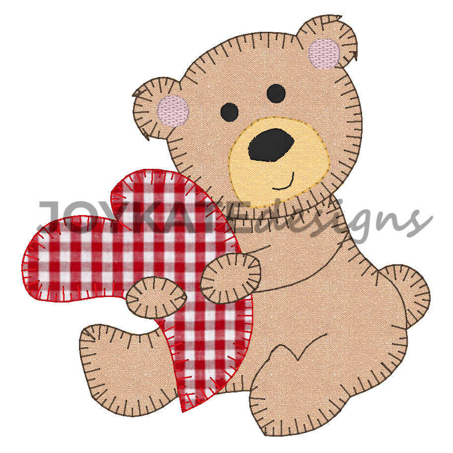 Valentine Teddy Bear With Heart Vintage Applique Embroidery - Etsy Norway