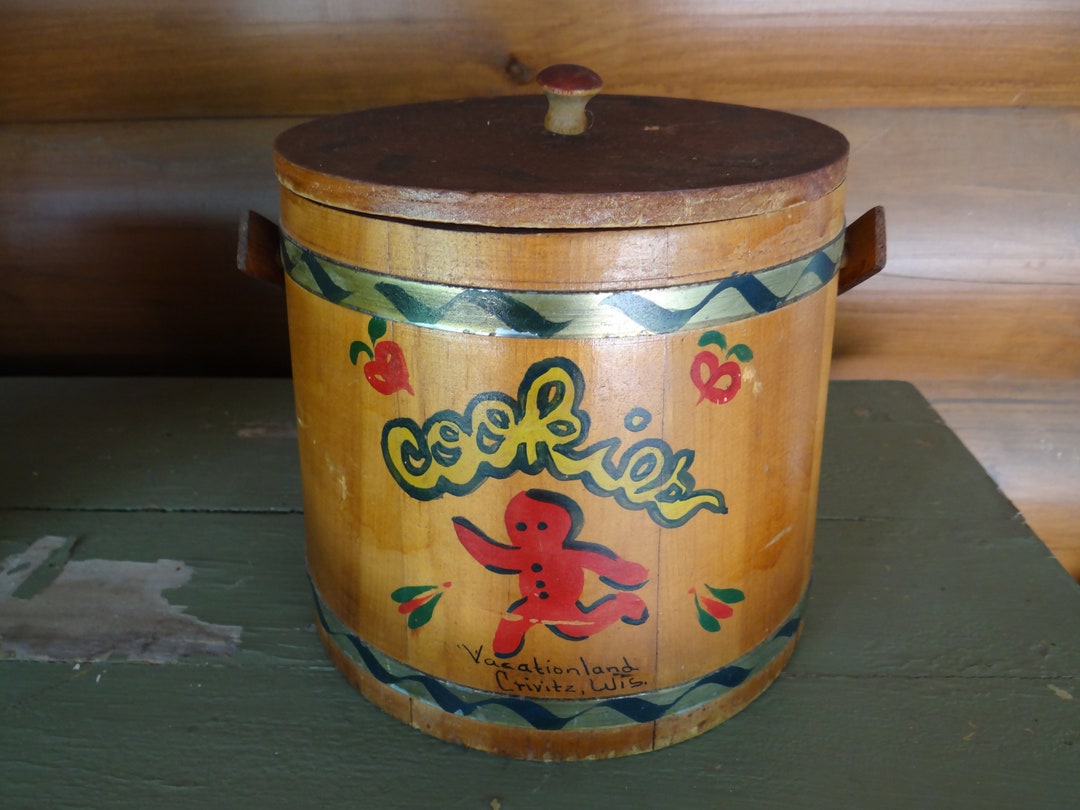 Vintage Wooden Firkin Bucket Hand Painted Vacationland Etsy