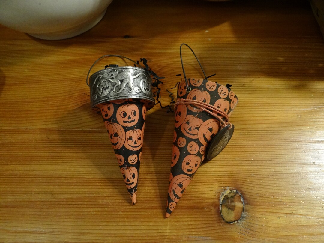 Vintage Bethany Lowe Halloween Cones Handmade Fillable Cones Etsy