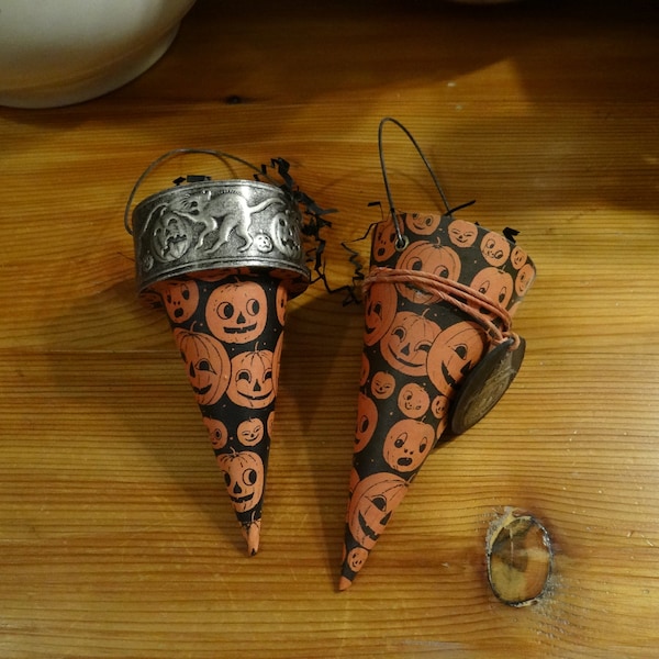 Vintage Bethany Lowe Halloween kegels - handgemaakte invulbare kegels