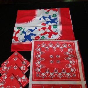 Vintage Swedish Christmas tablecloths and napkins - good colors