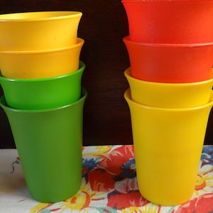 Group of small vintage Tupperware cups - mix and match colors - about 4&quot; tall