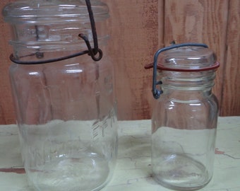 Vintage Atlas Whole Fruit jar and small Wheaton jar - excellent condition - priced as pair.