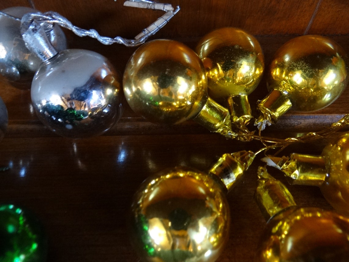 Vintage mercury glass Christmas ornament clusters green Etsy