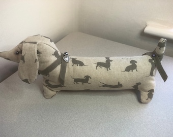 Collectible Cotton Canvas Stuffed Dachshund, Sausage Dog Gift