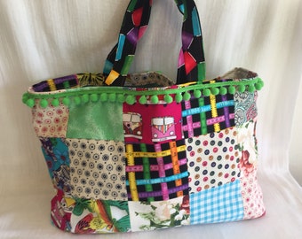 Patchwork bag,patchwork tote, market bag, shopping bag, holdall.
