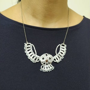 Unique Flying Owl Necklace - Tatting pattern in PDF format