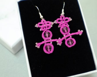 Authentic Double happiness earrings - Tatting pattern in PDF format