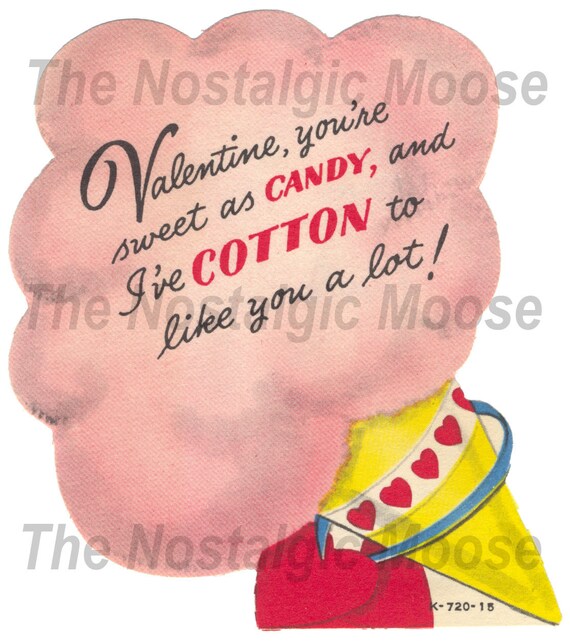 Vintage Valentine Card Cotton Candy Digital Download Graphic Etsy