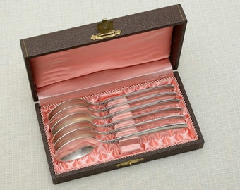 Vintage Set de 6 Paul Wirths Français argent plaqué Hallmark cuillères à thé 100-25, couverts en boîte