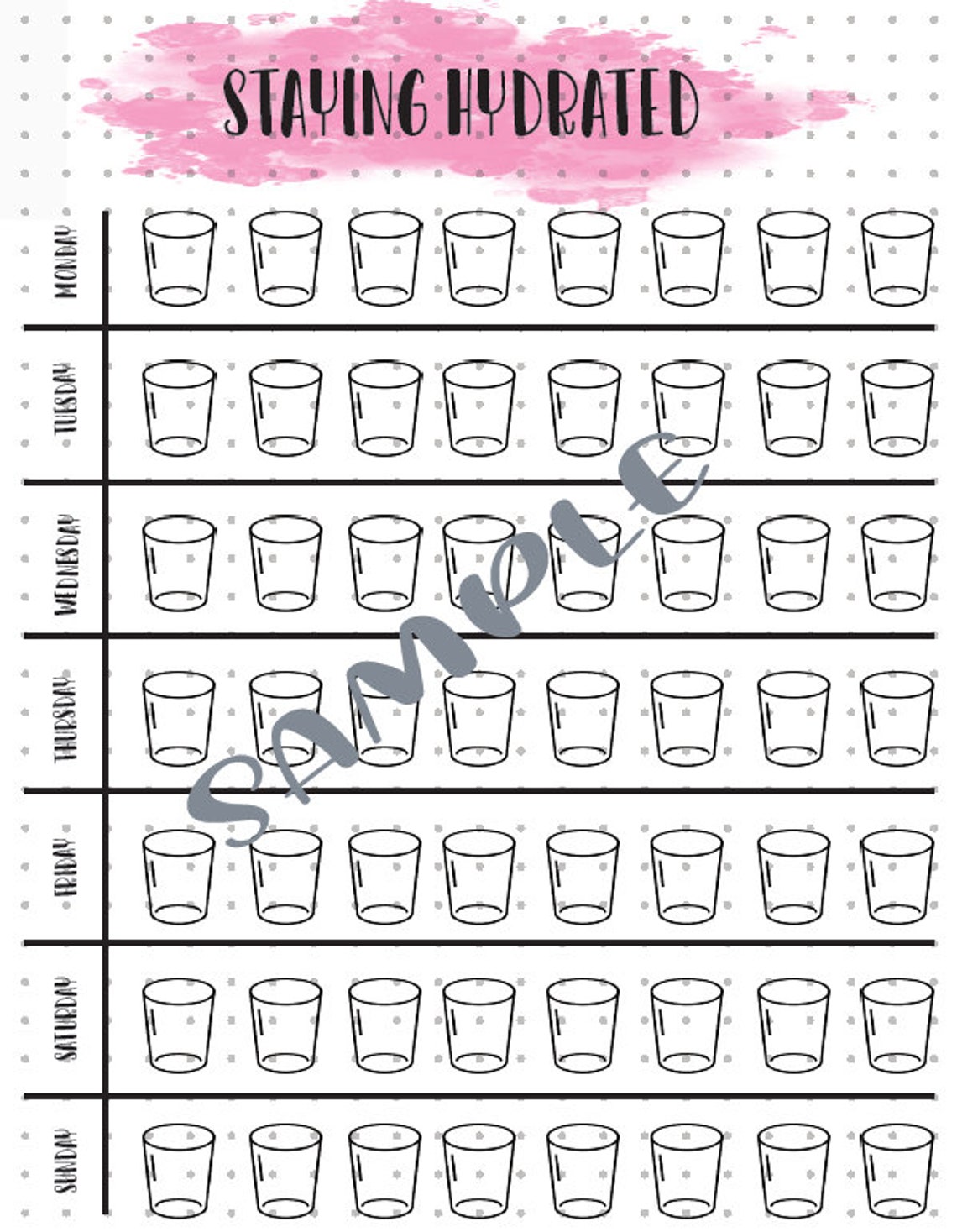 PRINTABLE Weekly Accountability Chart & Water Intake--digital File ...