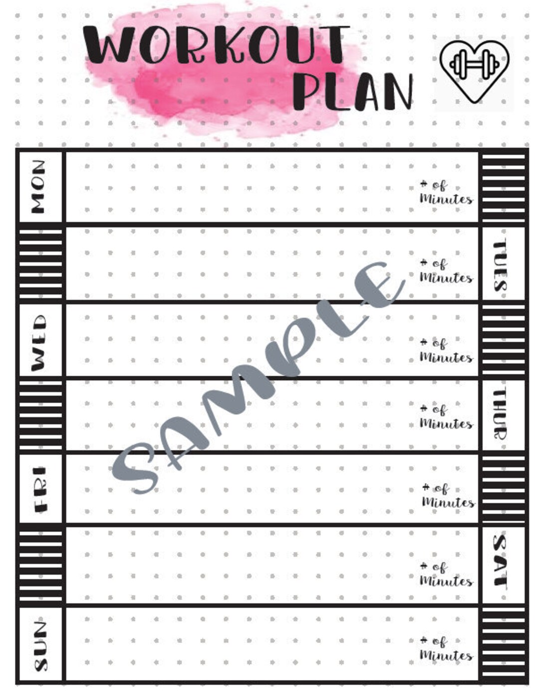PRINTABLE Weekly Workout Plan and Meal Plan--digital File (PINK) - Etsy