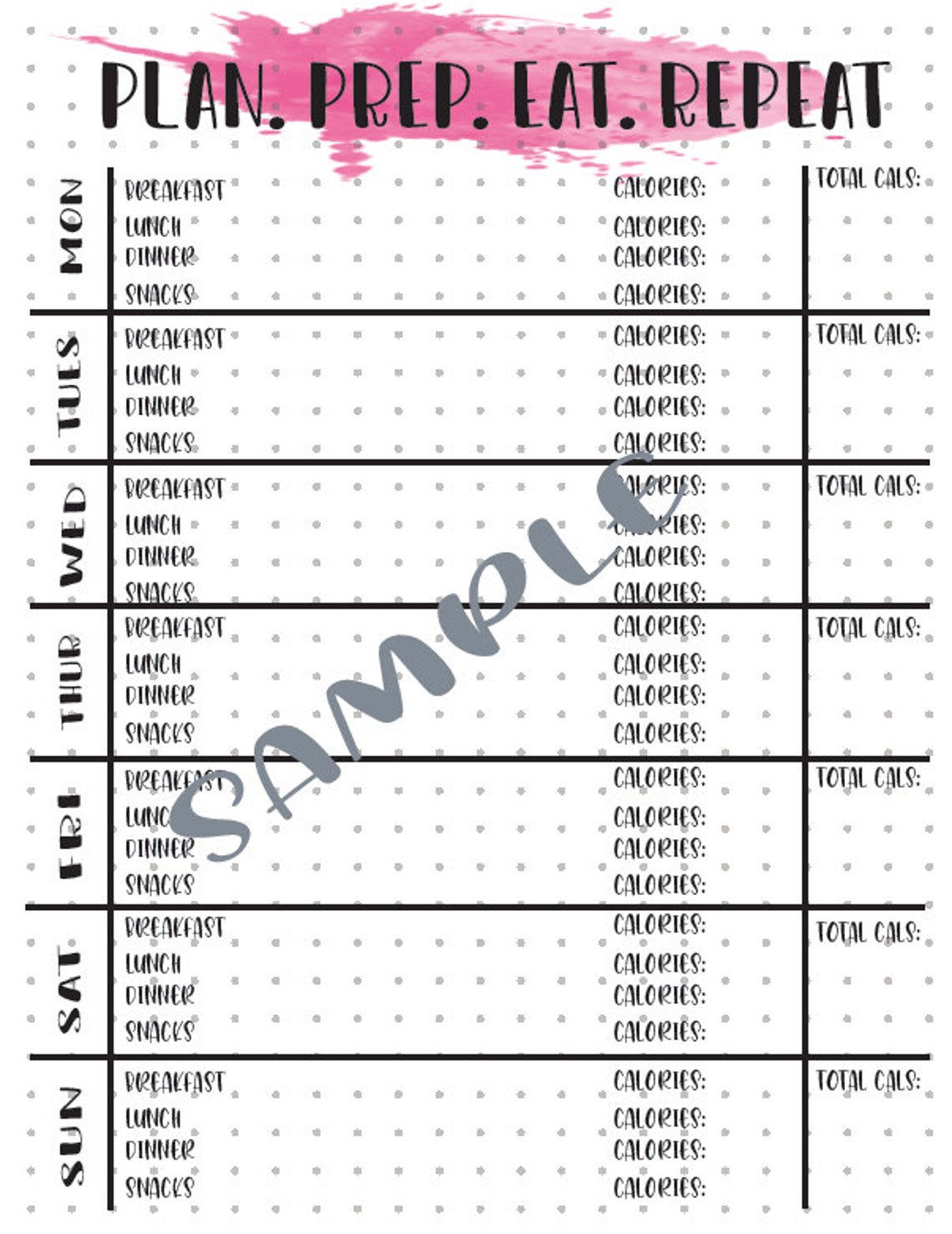 PRINTABLE Weekly Workout Plan and Meal Plandigital File - Etsy