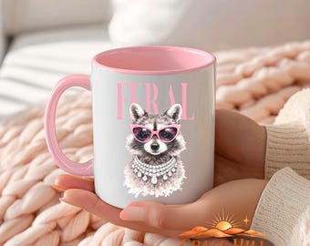 Feral Raccoon Coffee Mug, Sarcastic Ceramic Cup, Fancy Raccoon Gift