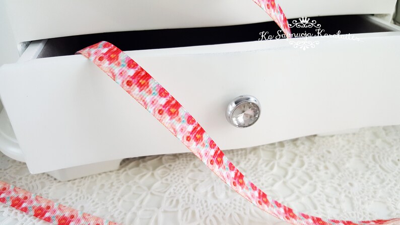 wide Grosgrain floral ribbon 3 yards; 38 inch 9mm